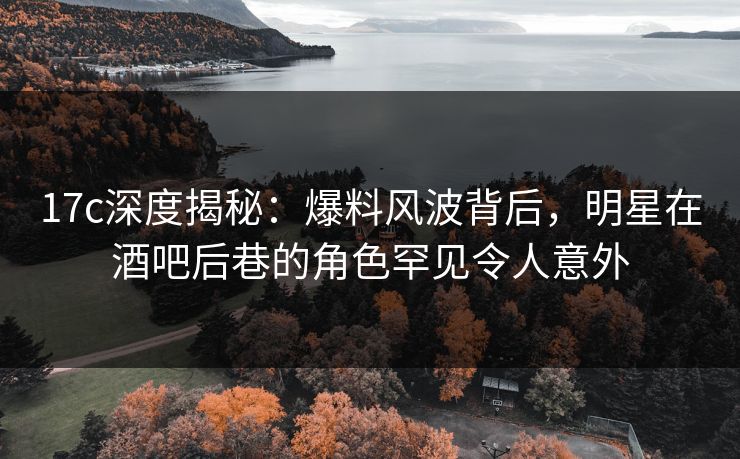 17c深度揭秘：爆料风波背后，明星在酒吧后巷的角色罕见令人意外