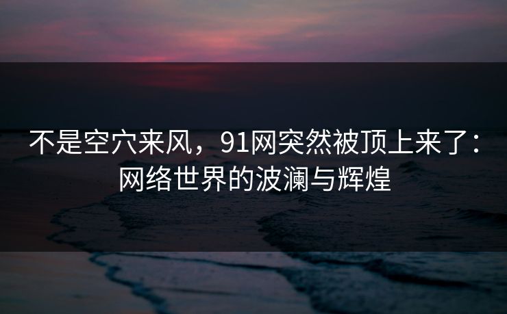 不是空穴来风，91网突然被顶上来了：网络世界的波澜与辉煌