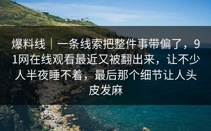 爆料线｜一条线索把整件事带偏了，91网在线观看最近又被翻出来，让不少人半夜睡不着，最后那个细节让人头皮发麻